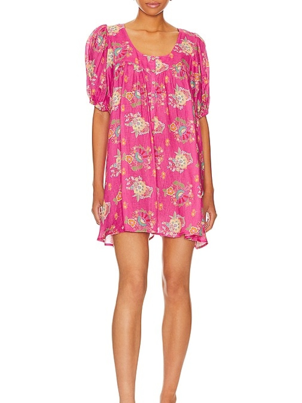 Spell Hot Pink Floral Babydoll Dress